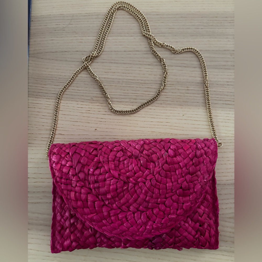 Elegant Pink Woven Clutch